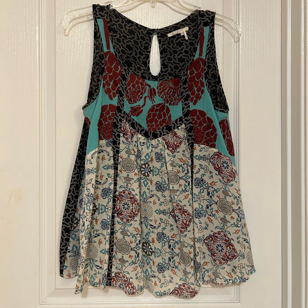 Anthropologie Floreat Spring Symphony Embroidered Floral Tank